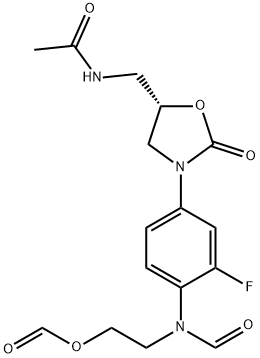 Acetamide, N-[[(5S)-3-[3-fluoro-4-[formyl[2-(formyloxy)ethyl]amino]phenyl]-2-oxo-5-oxazolidinyl]methyl]- Structural