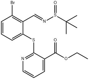 Ethyl 2-[[3-bromo-2-[(E)-[[(1,1-dimethylethyl)sulfinyl]imino]methyl]phenyl]thio]-3-pyridinecarboxylate Structural