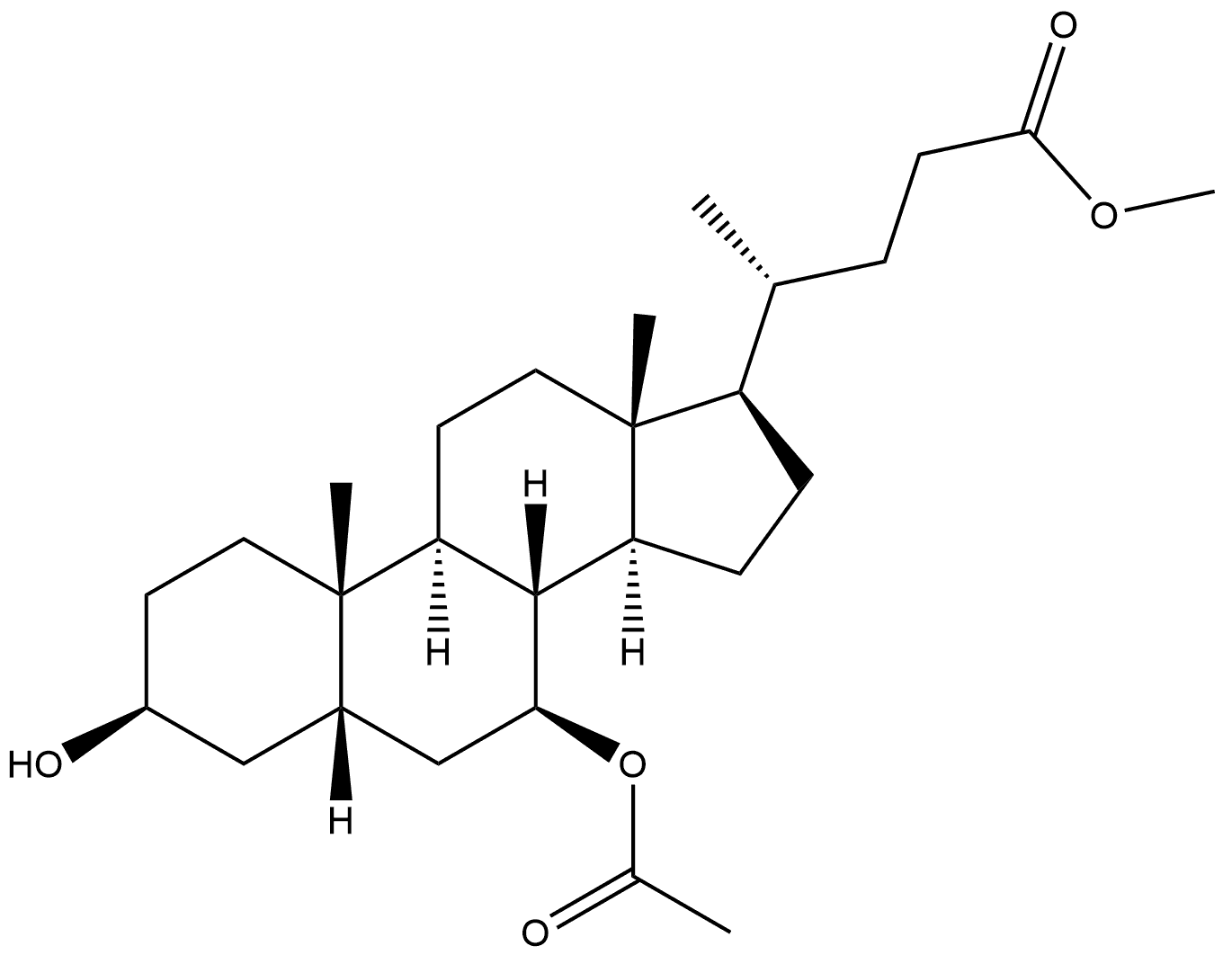 Cholan-24-oic acid, 7-(acetyloxy)-3-hydroxy-, methyl ester, (3β,5β,7β)- Structural