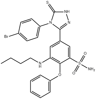 Benzenesulfonamide, 5-[4-(4-bromophenyl)-4,5-dihydro-5-thioxo-1H-1,2,4-triazol-3-yl]-3-(butylamino)-2-phenoxy- Structural