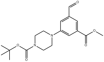 tert-butyl 4-[3-formyl-5-(methoxycarbonyl)phenyl]piperazine-1-carboxylate Structural