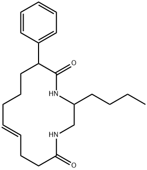 1,?4-?Diazacyclotetradec-?8-?ene-?5,?14-?dione, 2-?butyl-?13-?phenyl- Structural