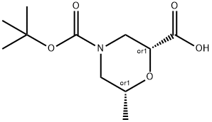 rel-(2R,6R)-4-(tert-butoxycarbonyl)-6-methylmorpholine-2-carboxylic acid Structural