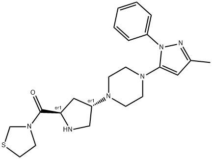 Methanone, [(2R,4S)-4-[4-(3-methyl-1-phenyl-1H-pyrazol-5-yl)-1-piperazinyl]-2-pyrrolidinyl]-3-thiazolidinyl-, rel-