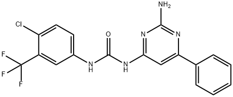 Urea, N-(2-amino-6-phenyl-4-pyrimidinyl)-N'-[4-chloro-3-(trifluoromethyl)phenyl]- Structural