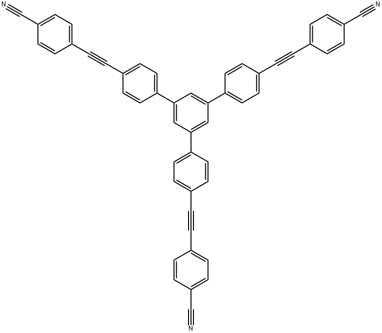 Benzonitrile, 4,4'-[[5'-[4-[(4-cyanophenyl)ethynyl]phenyl][1,1':3',1''-terphenyl]-4,4''-diyl]di-2,1-ethynediyl]bis- (9CI) Structural