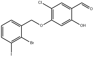 Benzaldehyde, 4-[(2-bromo-3-iodophenyl)methoxy]-5-chloro-2-hydroxy- Structural