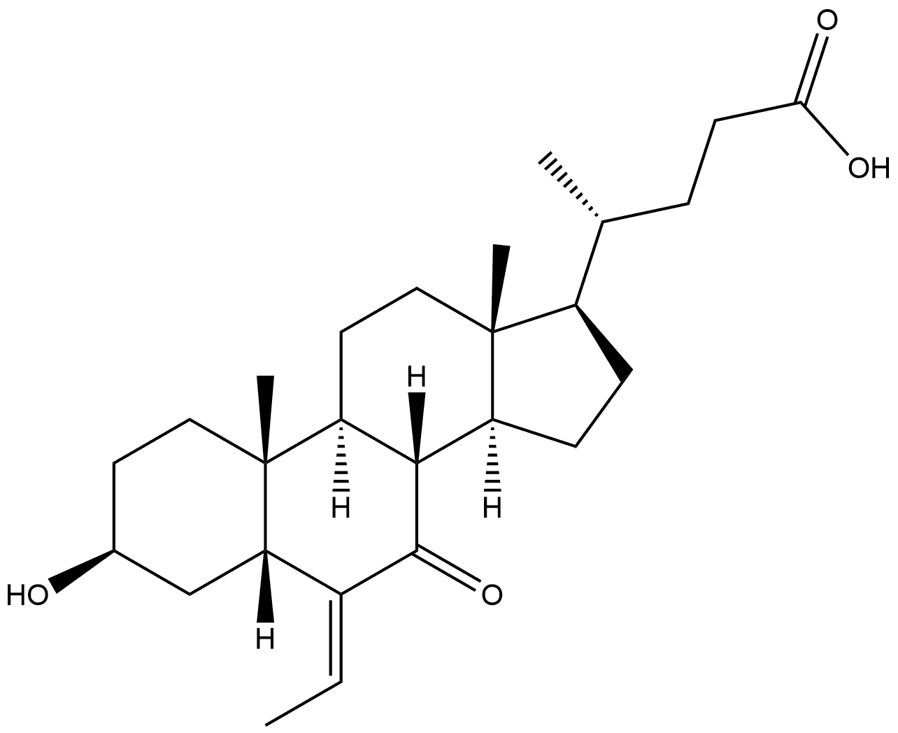 Cholan-24-oic acid, 6-ethylidene-3-hydroxy-7-oxo-, (3β,5β,6E)- Structural