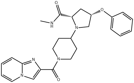 2-?Pyrrolidinecarboxami?de, 1-?[1-?(imidazo[1,?2-?a]?pyridin-?2-?ylcarbonyl)?-?4-?piperidinyl]?-?N-?methyl-?4-?phenoxy-?, (2S,?4S)?- Structural
