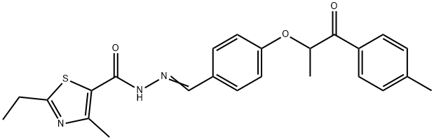 5-?Thiazolecarboxylic acid, 2-?ethyl-?4-?methyl-?, 2-?[[4-?[1-?methyl-?2-?(4-?methylphenyl)?-?2-?oxoethoxy]?phenyl]?methylene]?hydrazide Structural