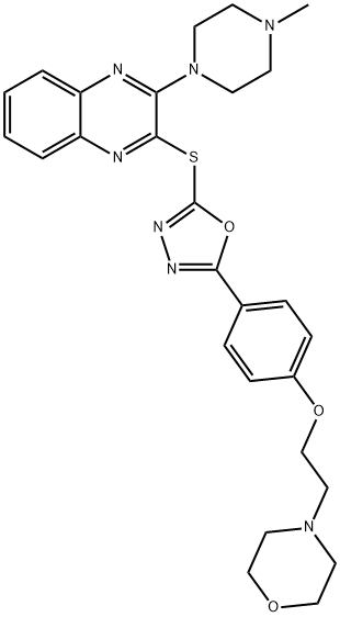 Quinoxaline, 2-(4-methyl-1-piperazinyl)-3-[[5-[4-[2-(4-morpholinyl)ethoxy]phenyl]-1,3,4-oxadiazol-2-yl]thio]- Structural