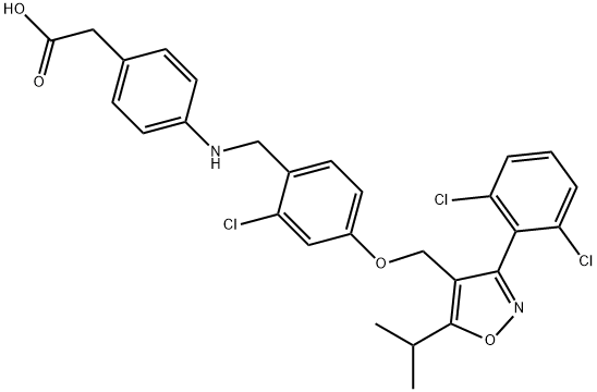 Benzeneacetic acid, 4-[[[2-chloro-4-[[3-(2,6-dichlorophenyl)-5-(1-methylethyl)-4-isoxazolyl]methoxy]phenyl]methyl]amino]- Structural