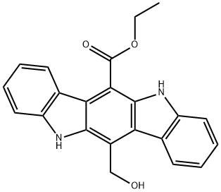 Indolo[3,2-b]carbazole-6-carboxylic acid, 5,11-dihydro-12-(hydroxymethyl)-, ethyl ester Structural