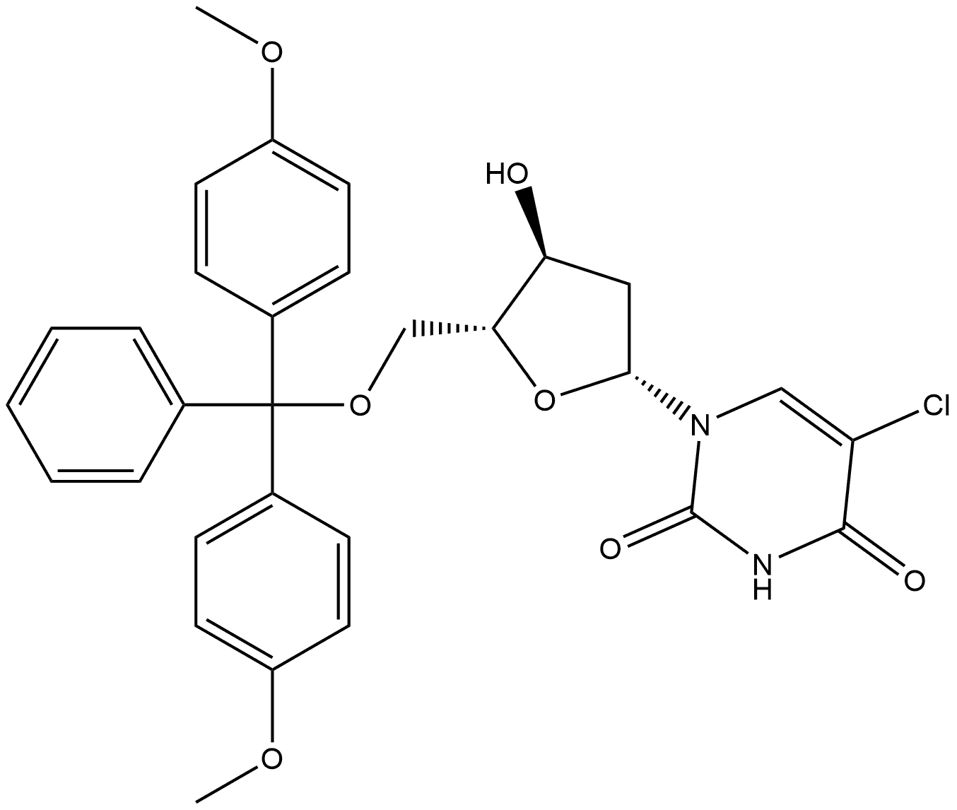 Uridine, 5'-O-[bis(4-methoxyphenyl)phenylmethyl]-5-chloro-2'-deoxy- Structural