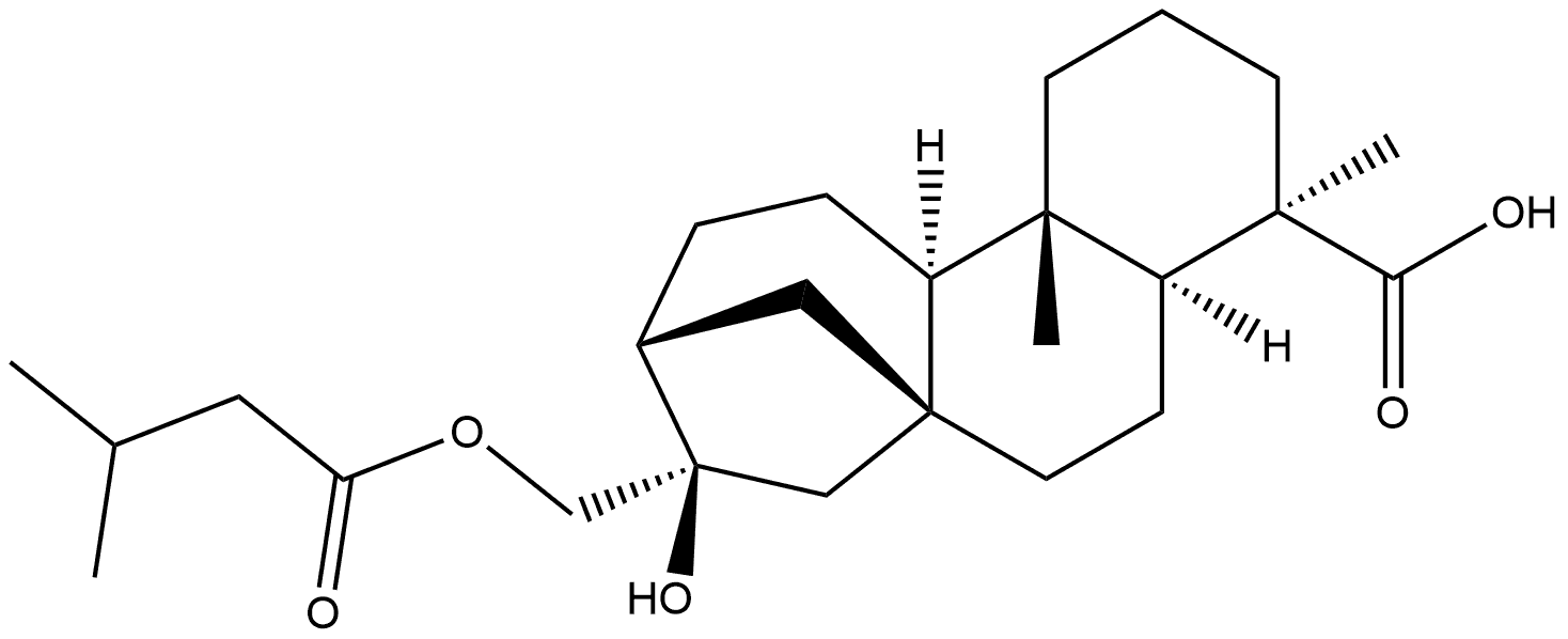 Kauran-18-oic acid, 16-hydroxy-17-(3-methyl-1-oxobutoxy)-, (4α)- Structural