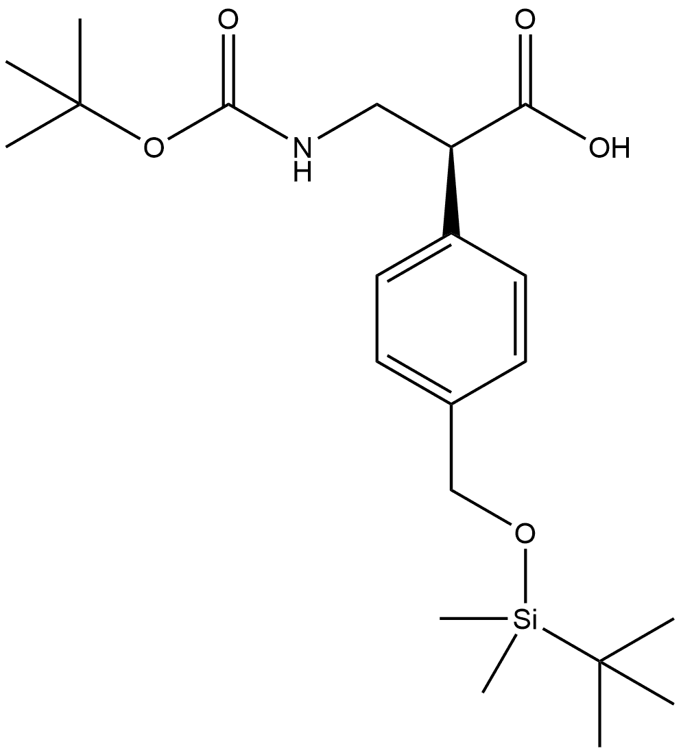 Benzeneacetic acid, α-[[[(1,1-dimethylethoxy)carbonyl]amino]methyl]-4-[[[(1,1-dimethylethyl)dimethylsilyl]oxy]methyl]-, (αS)- Structural