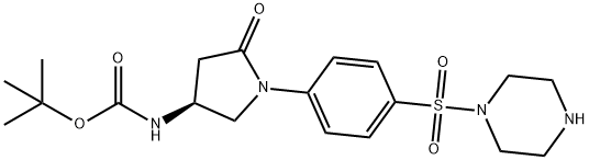 Carbamic acid, N-?[(3S)?-?5-?oxo-?1-?[4-?(1-?piperazinylsulfonyl)?phenyl]?-?3-?pyrrolidinyl]?-?, 1,?1-?dimethylethyl ester Structural