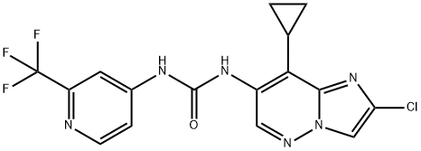 Urea, N-(2-chloro-8-cyclopropylimidazo[1,2-b]pyridazin-7-yl)-N'-[2-(trifluoromethyl)-4-pyridinyl]- Structural