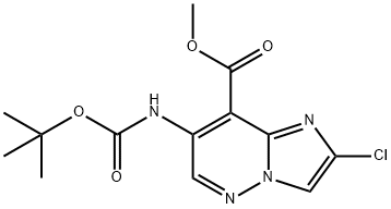 Imidazo[1,2-b]pyridazine-8-carboxylic acid, 2-chloro-7-[[(1,1-dimethylethoxy)carbonyl]amino]-, methyl ester Structural