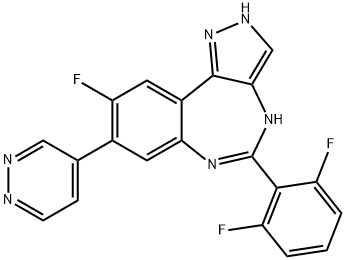 Pyrazolo[4,3-d][1,3]benzodiazepine, 5-(2,6-difluorophenyl)-9-fluoro-2,4-dihydro-8-(4-pyridazinyl)- Structural