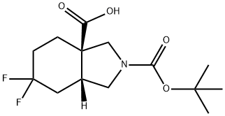 rac-(3aR,7aR)-2-[(tert-butoxy)carbonyl]-6,6-difluoro-octahydro-1H-isoindole-3a-carboxylic acid, trans Structural