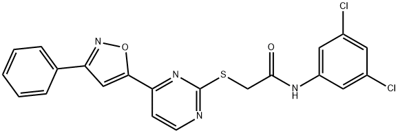 N1-(3,5-dichlorophenyl)-2-{[4-(3-phenylisoxazol-5-yl)pyrimidin-2-yl]thio}acetamide Structural