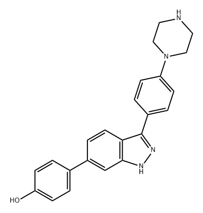 Phenol, 4-[3-[4-(1-piperazinyl)phenyl]-1H-indazol-6-yl]- Structural