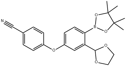 Benzonitrile, 4-[3-(1,3-dioxolan-2-yl)-4-(4,4,5,5-tetramethyl-1,3,2-dioxaborolan-2-yl)phenoxy]- Structural