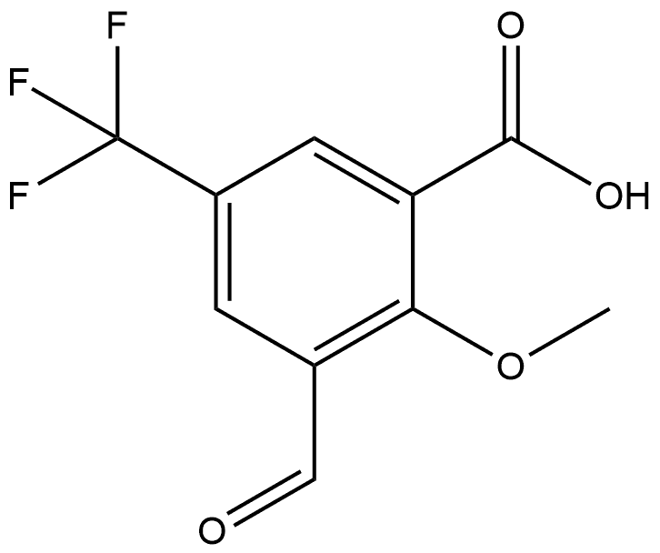 3-Formyl-2-methoxy-5-(trifluoromethyl)benzoic acid Structural