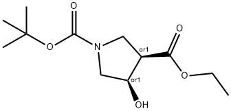 O1-tert-butyl O3-ethyl cis-4-hydroxypyrrolidine-1,3-dicarboxylate Structural