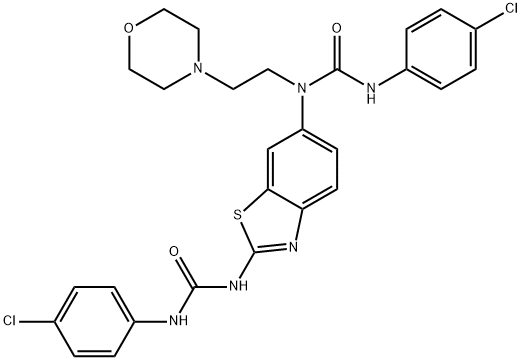 Urea, N'-(4-chlorophenyl)-N-[2-[[[(4-chlorophenyl)amino]carbonyl]amino]-6-benzothiazolyl]-N-[2-(4-morpholinyl)ethyl]- Structural