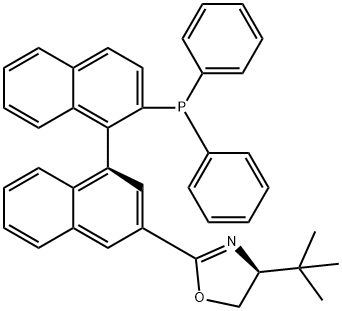 Oxazole, 4-(1,1-dimethylethyl)-2-[(1S)-2'-(diphenylphosphino)[1,1'-binaphthalen]-3-yl]-4,5-dihydro-, (4S)- Structural