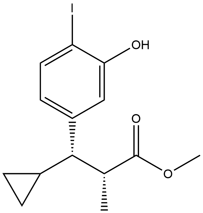 rel-Methyl (αR,βS)-β-cyclopropyl-3-hydroxy-4-iodo-α-methylbenzenepropanoate Structural