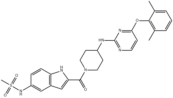 N-[2-[[4-[[4-(2,6-Dimethylphenoxy)-2-pyrimidinyl]amino]-1-piperidinyl]carbonyl]-1H-indol-5-yl]methanesulfonamide Structural