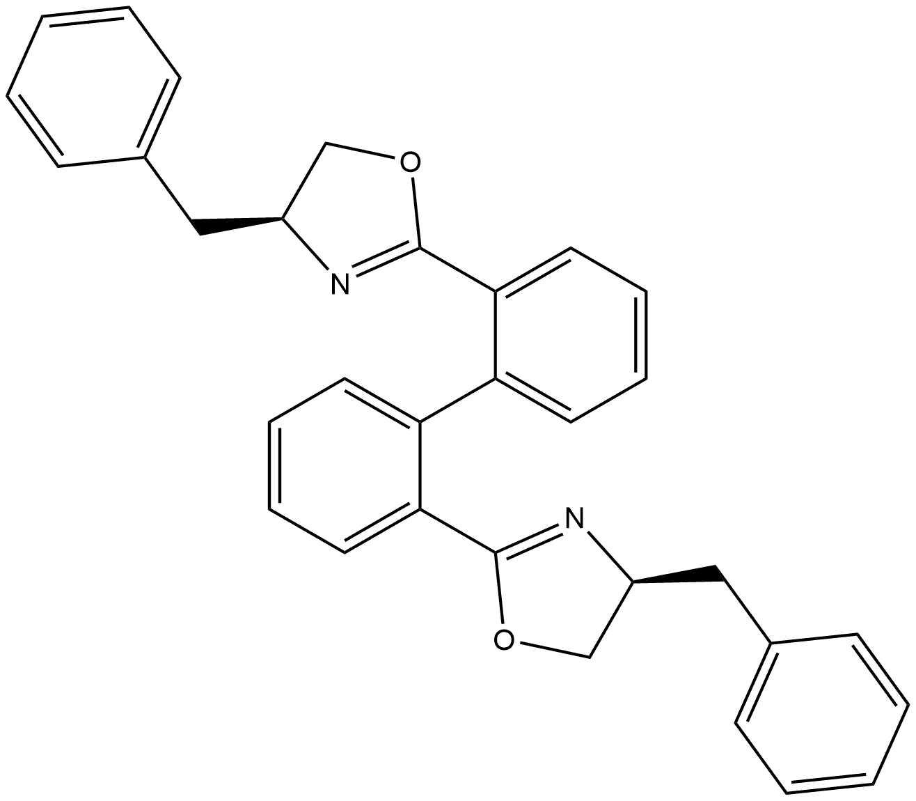 Oxazole, 2,2′-[1,1′-biphenyl]-2,2′-diylbis[4,5-dihydro-4-(phenylmethyl)-, (4S,4′S)- Structural