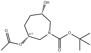 rel-1,1-Dimethylethyl (3R,6S)-3-(acetyloxy)hexahydro-6-hydroxy-1H-azepine-1-carboxylate Structural