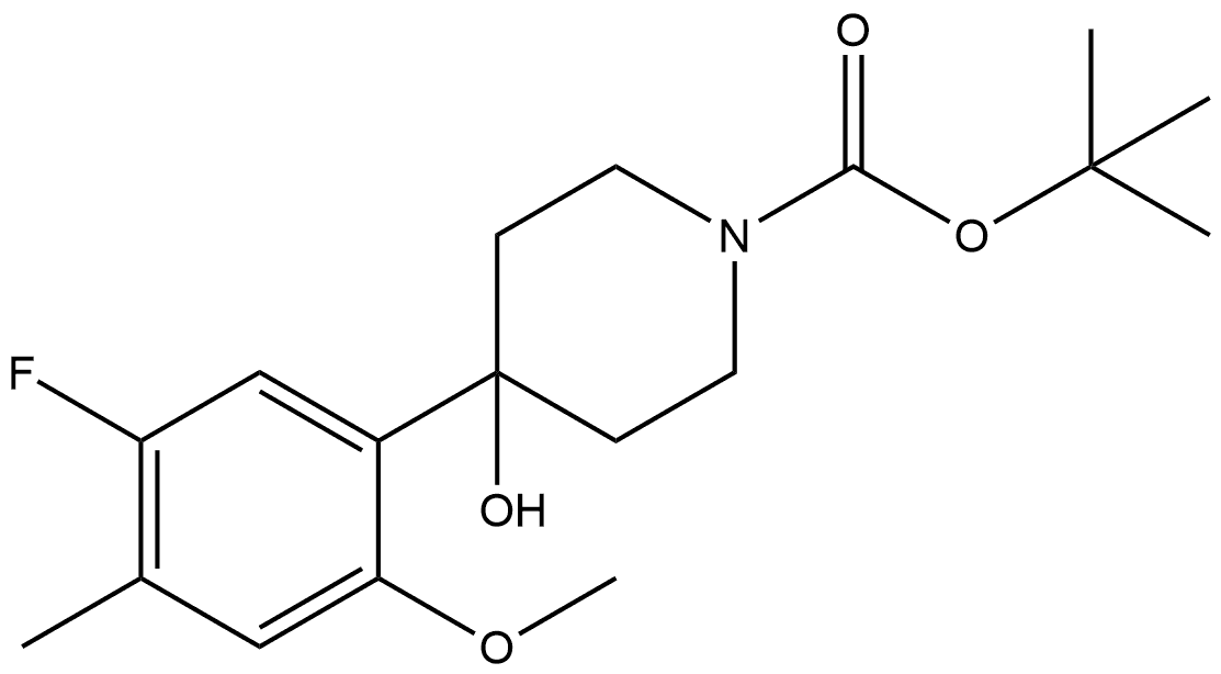 tert-butyl 4-(5-fluoro-2-methoxy-4-methylphenyl)-4-hydroxypiperidine-1-carboxylate Structural