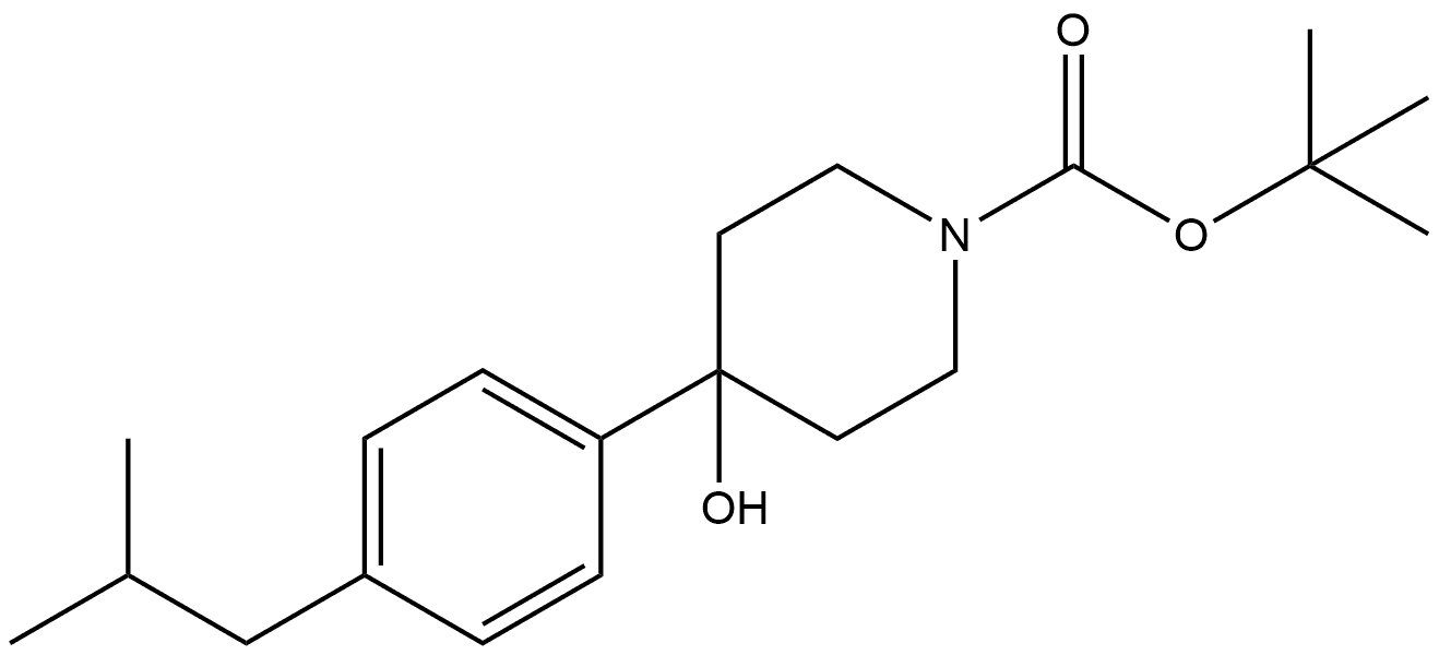 tert-butyl 4-hydroxy-4-(4-isobutylphenyl)piperidine-1-carboxylate Structural