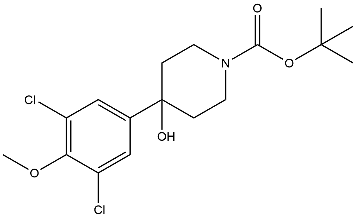 tert-butyl 4-(3,5-dichloro-4-methoxyphenyl)-4-hydroxypiperidine-1-carboxylate Structural