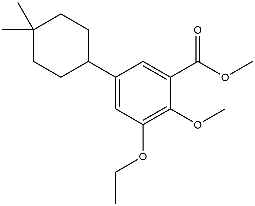 methyl 5-(4,4-dimethylcyclohexyl)-3-ethoxy-2-methoxybenzoate Structural
