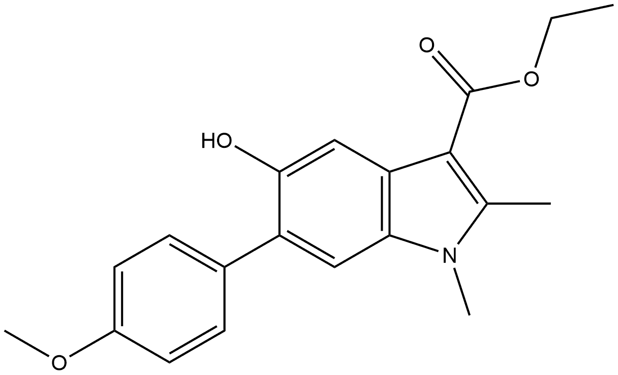 Ethyl 5-hydroxy-6-(4-methoxyphenyl)-1,2-dimethyl-1H-indole-3-carboxylate Structural