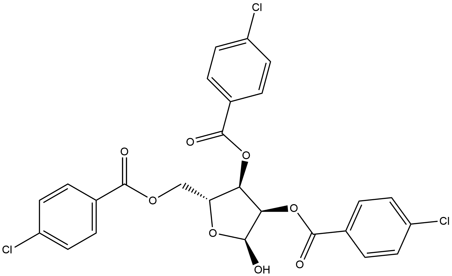Ribofuranose, 2,3,5-tris(p-chlorobenzoate), α-D- (8CI) Structural