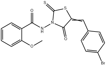 N-[(5Z)-5-[(4-bromophenyl)methylidene]-4-oxo-2-sulfanylidene-1,3-thiazolidin-3-yl]-2-methoxybenzamide Structural