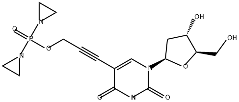 Uridine, 2'-deoxy-5-[3-[[bis(1-aziridinyl)phosphinyl]oxy]-1-propynyl]- (9CI) Structural