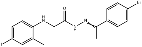 N'-[1-(4-bromophenyl)ethylidene]-2-[(4-iodo-2-methylphenyl)amino]acetohydrazide (non-preferred name) Structural