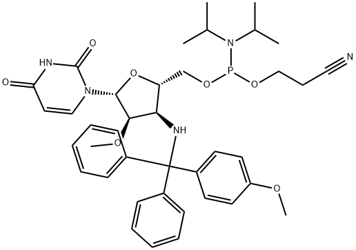 Uridine, 3'-?deoxy-?3'-?[[(4-?methoxyphenyl)?diphenylmethyl]?amino]?-?2'-?O-?methyl-?, 5'-?[2-?cyanoethyl bis(1-?methylethyl)?phosphoramidite] (9CI)
