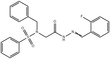 N-benzyl-N-{2-[(2E)-2-(2-fluorobenzylidene)hydrazinyl]-2-oxoethyl}benzenesulfonamide (non-preferred name) Structural