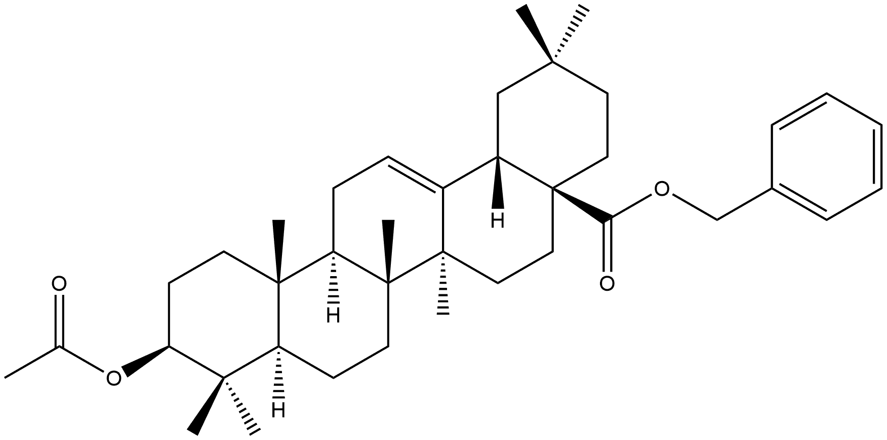 Olean-12-en-28-oic acid, 3-(acetyloxy)-, phenylmethyl ester, (3β)- Structural