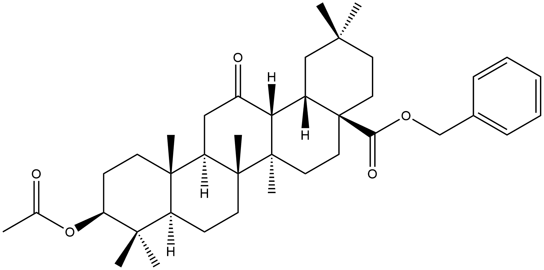 Oleanan-28-oic acid, 3-(acetyloxy)-12-oxo-, phenylmethyl ester, (3β)- Structural