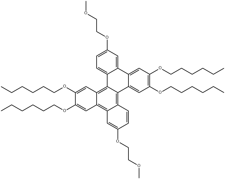 Dibenzo[g,p]chrysene, 2,3,10,11-tetrakis(hexyloxy)-7,15-bis(2-methoxyethoxy)- Structural